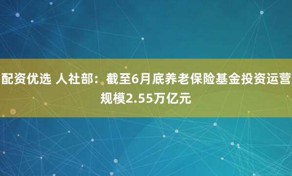 配资优选 人社部：截至6月底养老保险基金投资运营规模2.55万亿元
